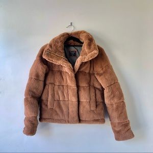 A&F Faux Fur Mini Puffer